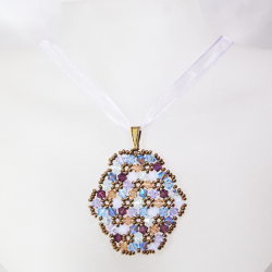 Pendant 65cm - Shea Oval-Violet Organza - Pendant 65cm - Laiton bronze